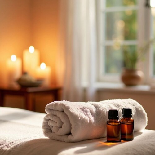 Masaj terapisi için huzurlu bir ortam.