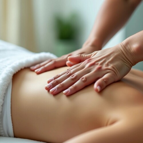 Omuz ve boyun masajı yapılan bir kişi.