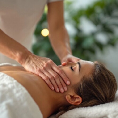 Masaj terapisi uygulayan bir terapist.