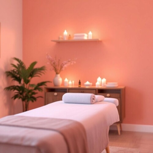 Masaj terapisi ortamı, huzurlu ve rahatlatıcı.