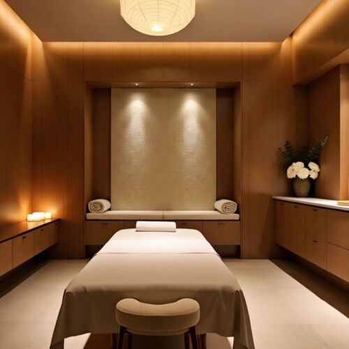Rahatlatıcı spa odasında masaj masası