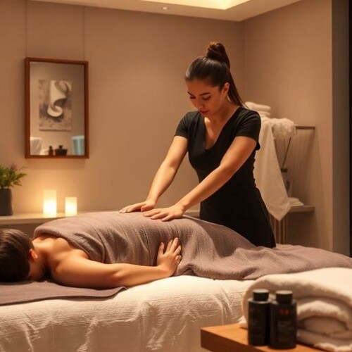 İleri düzey masaj teknikleri uygulayan estetisyen.