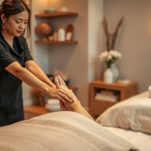 Relaxing foot massage in a cozy Istanbul spa.
