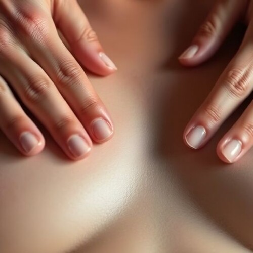 Kadın göğsüne yapılan nazik bir masaj.