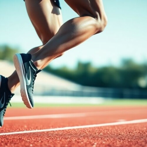 Bir koşucunun hareket halindeki bacakları.