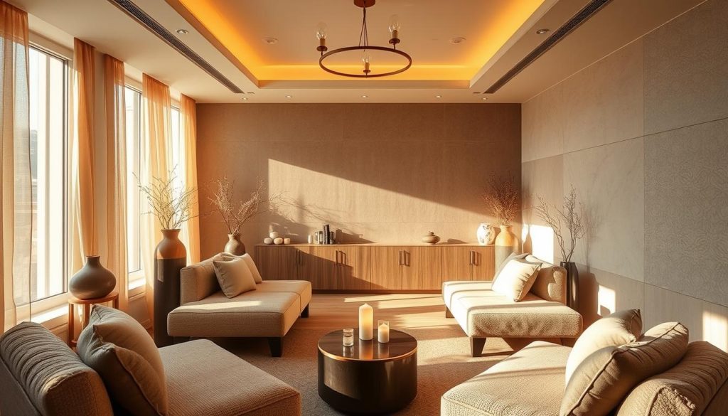 A cozy and serene hidden oasis in the heart of bustling Istanbul, Mahalle Spa is a tranquil sanctuary amidst the city's urban landscape. Warm natural light filters through the windows, casting a soothing glow upon the harmonious interiors featuring plush fabrics, earthy tones, and subtle decorative accents. Elegant yet inviting, the space exudes an atmosphere of relaxation and rejuvenation, transporting visitors to a peaceful state of mind away from the city's hustle and bustle. Soft lighting, clean lines, and a minimalist aesthetic create an immersive experience, allowing guests to fully immerse themselves in the art of self-care and indulgence.