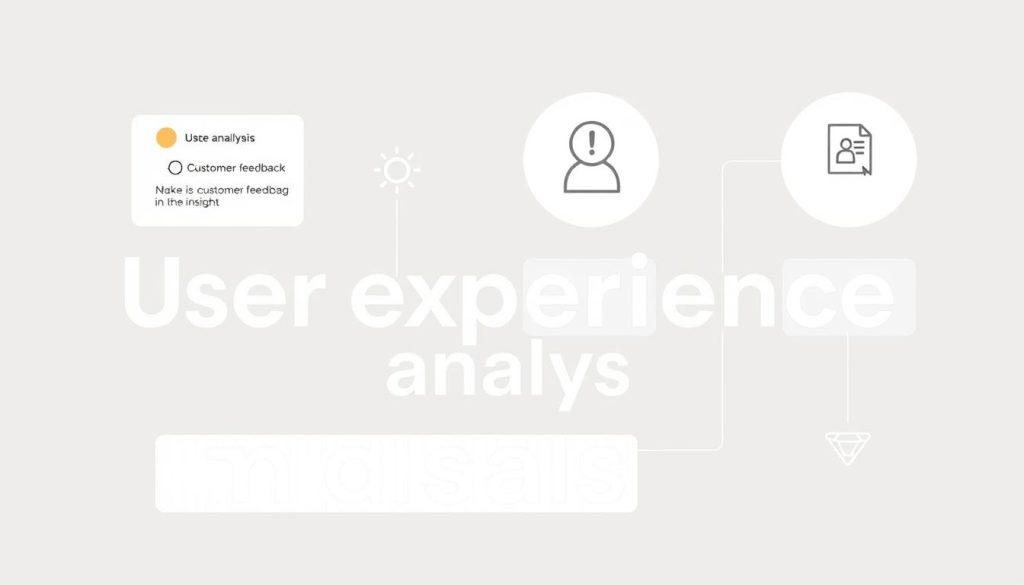 A modern, minimalist infographic depicting user experience analysis. A clean, geometric data visualization with minimal text occupying the foreground, surrounded by a neutral background of muted colors. Subtle, abstract icons and shapes convey the key concepts of data analysis, customer feedback, and user insights. The overall aesthetic is sleek, professional, and designed to complement the article's subject matter.