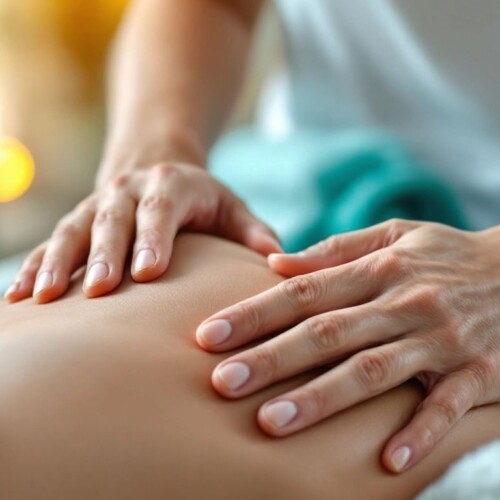 Omuz masajı yapan bir terapist.