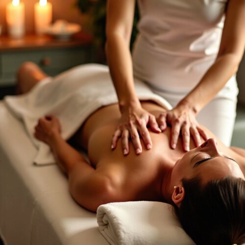 Sırt masajı yapılan spa ortamı