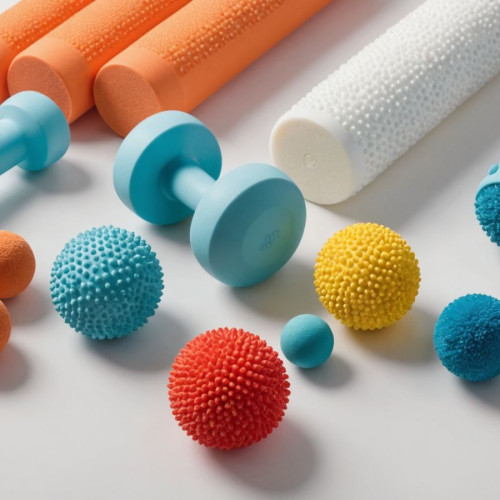 Çeşitli masaj aletleri beyaz zeminde