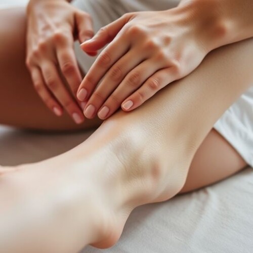 Baldır ve alt bacağa masaj yapan bir kişi.