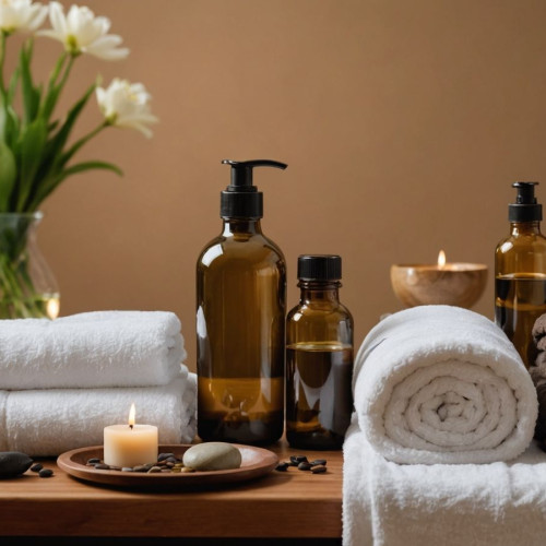 Masaj masası ve masör spa ortamında