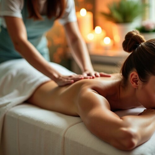 Masaj terapisti İsveç masajı yapıyor.