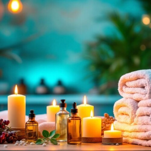 Farklı masaj seçeneklerinin sunulduğu bir spa ortamı.