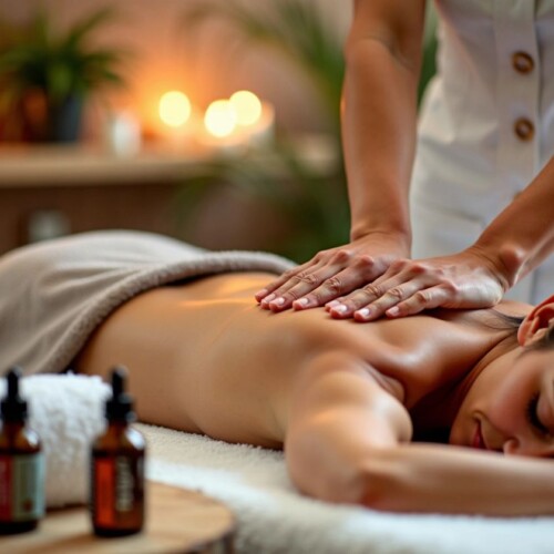 Tam sırt masajı yapılan bir kişi.